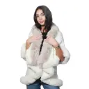 360 COTTON  LADIES SOFT COZY PUNCH WHITE & GREIGE FUR DESIGN