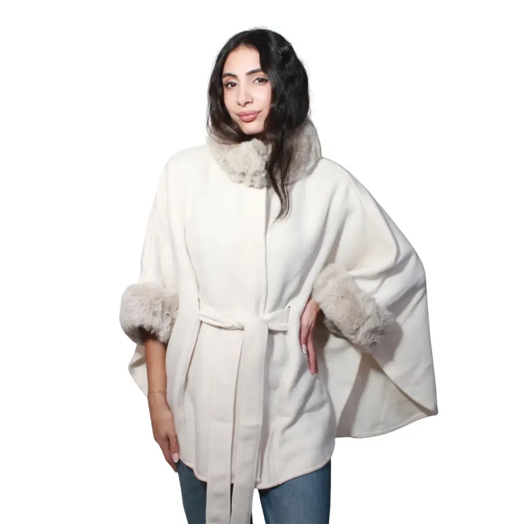 360 COTTON  LADIES SOFT COZY PUNCH OFF-WHITE FUR DESIGN