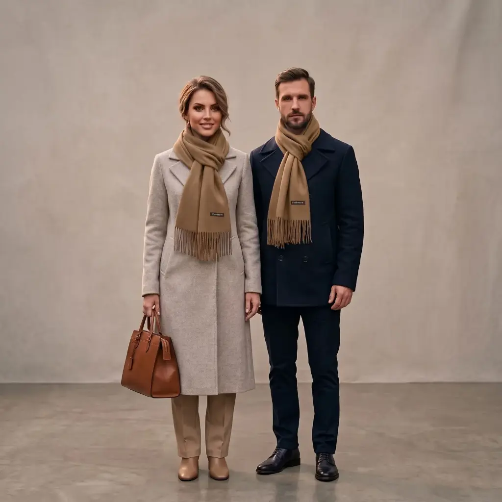 360 COTTON WINTER SCRAF FOR HER AND HIM CAMEL