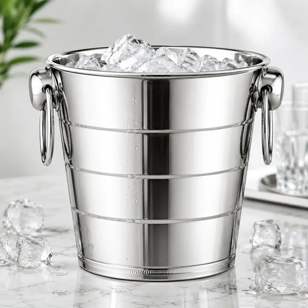 360 HOME MY HOME DOUBLE HANDLED CHAMPAGNE BUCKET 28CM/12L SILVER