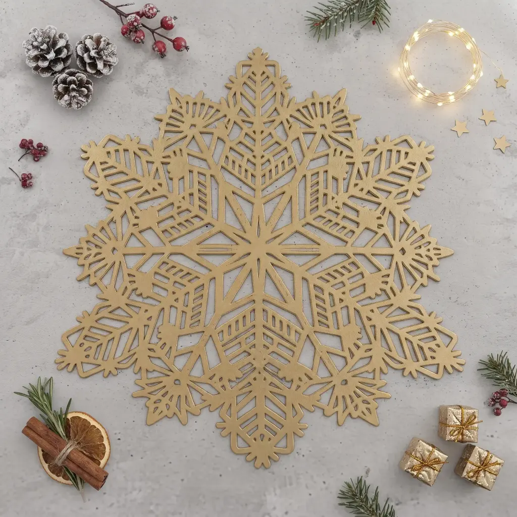 360 HOME ,MY KITCHEN CHRISTM PLACEMAT CHRISTMAS SNOWFLAKES 38*38cm GOLD & SILVER & ROSE GOLD