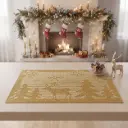 360 HOME ,MY KITCHEN CHRISTM PLACEMAT FAWN JACQUARD 45*30CM GOLD & SILVER & RED