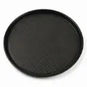360 HOME MY KITCHEN PLASTIC TRAY 1600ML ROUND FAST FOOD PLATES BROWN & BLACK 40CM