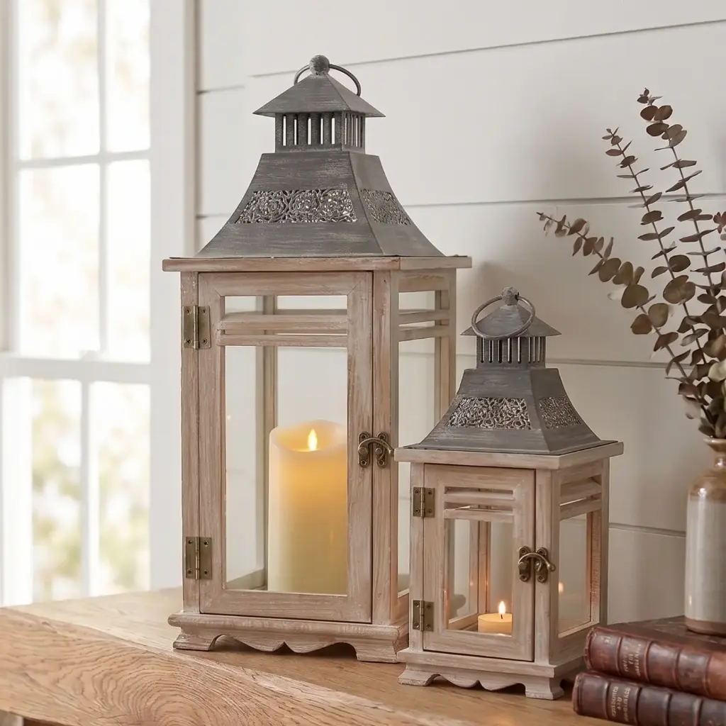 360 HOME MY HOME DECORATION WOODEN LANTERN 18*18*46   12*12*29
