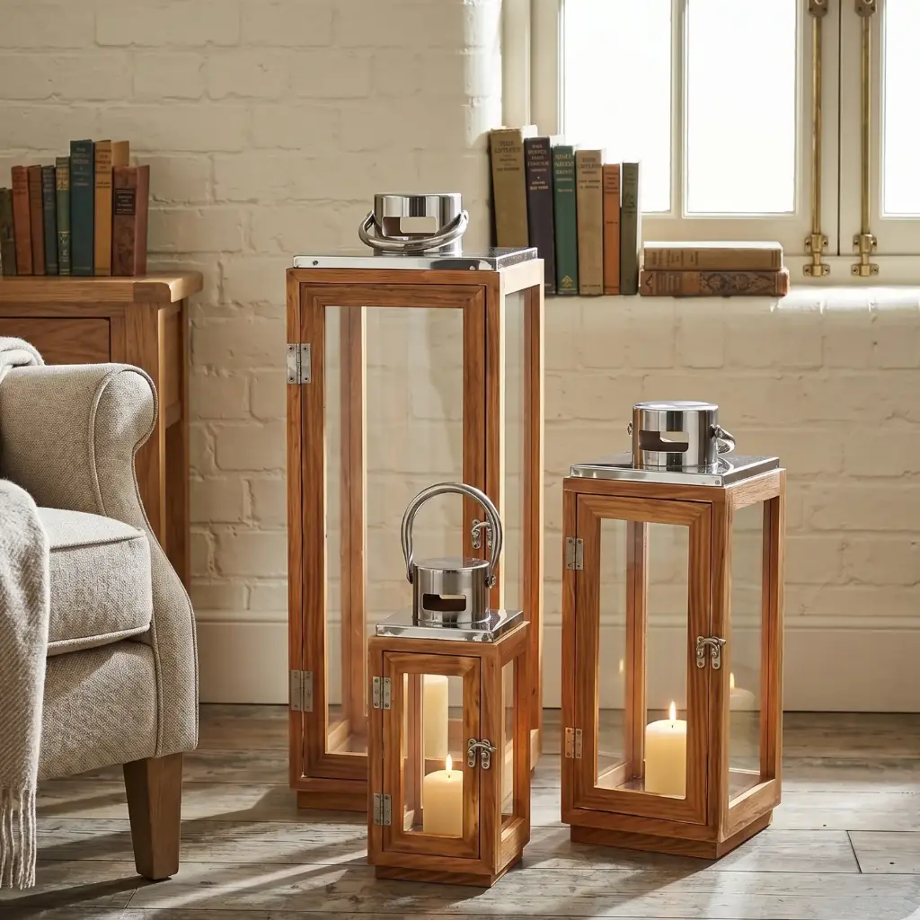 360 HOME MY HOME DECORATION WOODEN LANTERN 20*20*53.5:L  15*15*36.5:M  11*11*24.5:S