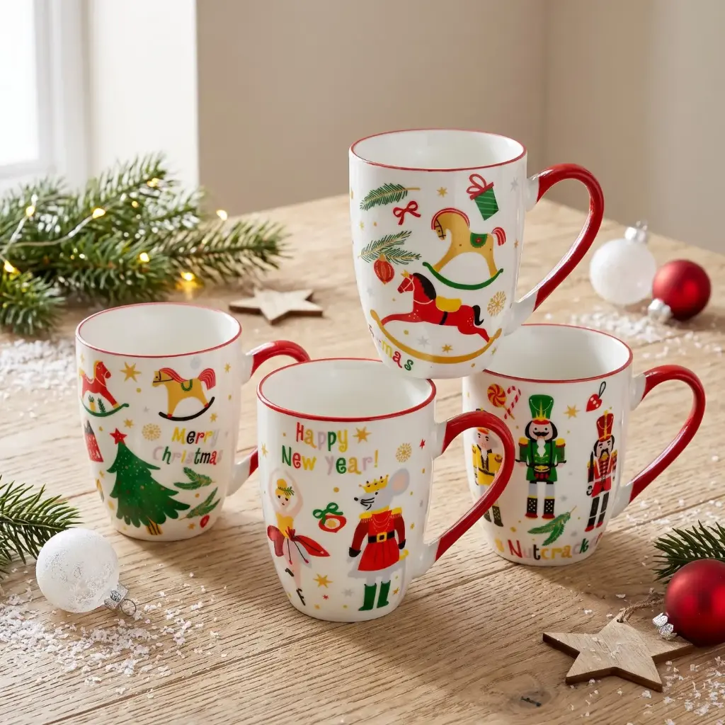 360 HOME MY HOME CHRISTMAS MUG CHARACTER PRINTS 340ML NORMAL PACKING 12PCS      
