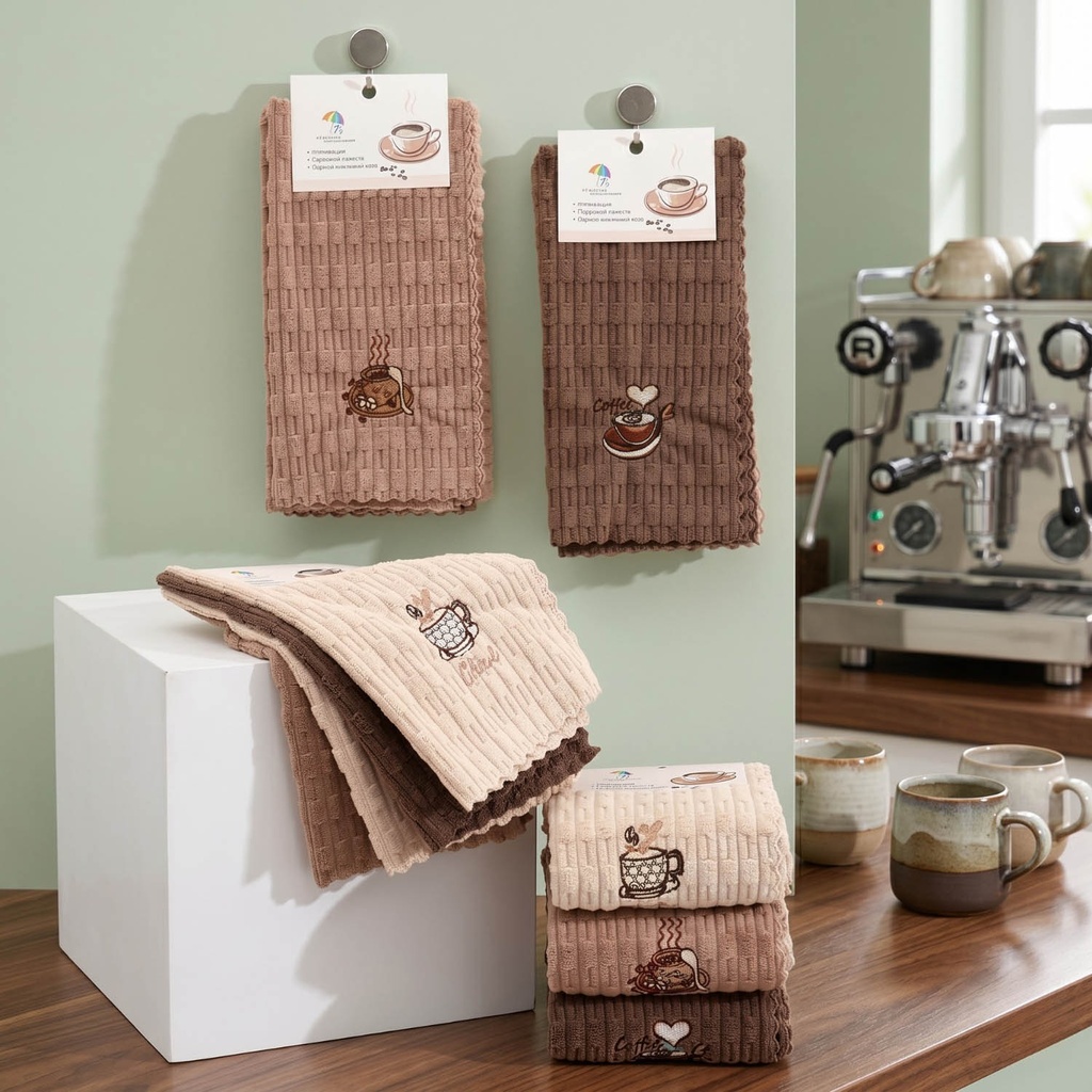 360 HOME MY KITCHEN MICROFIBER TOWELS 3PCS COFFEE CUP 30*30