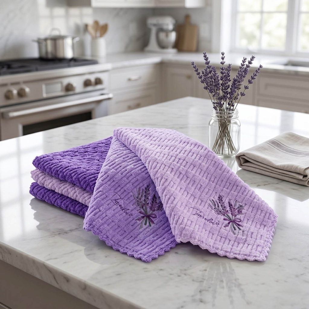 360 HOME MY KITCHEN MICROFIBER TOWELS 3PCS LAVENDER 30*30