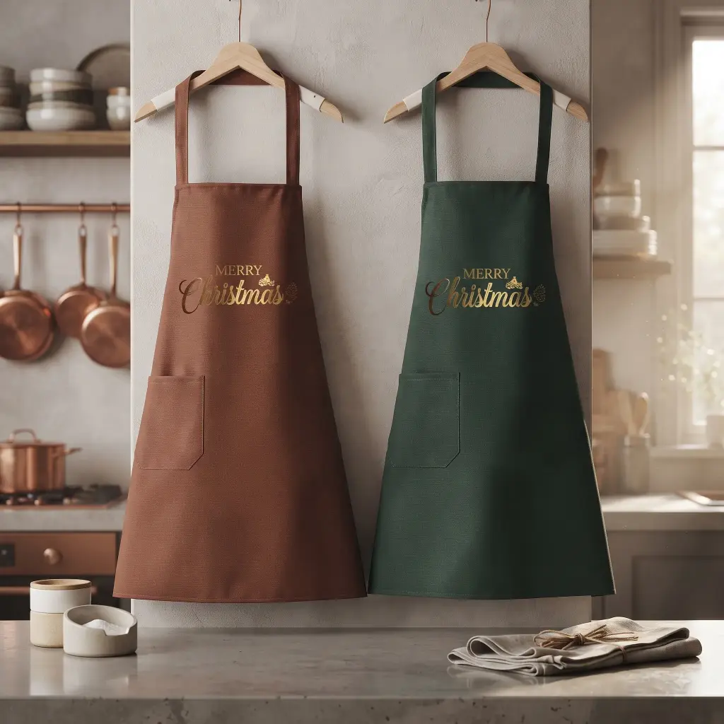 360 HOME MY KITCHEN CHRISTMAS APRON ELEGANT HOLIDAY TYPOGRAPHY PRINT 70*68CM
