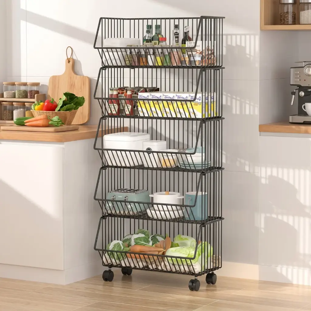 360 HOME METAL STORAGE WIRE BASKET 5-TIER 51X29X97CM