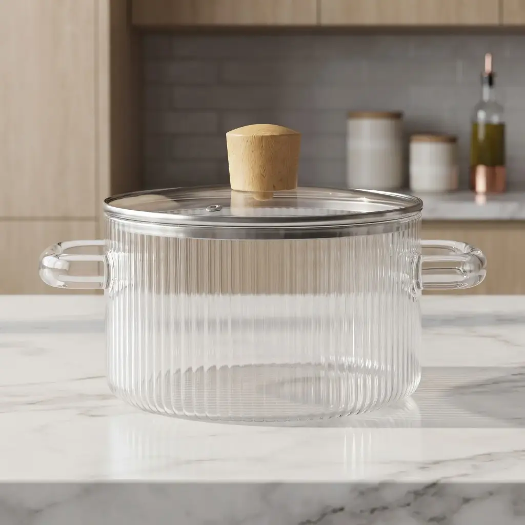 360 HOME MY KITCHEN GLASS PAN 1.6L CORK PAN TRANSPARENT BOX OF 24