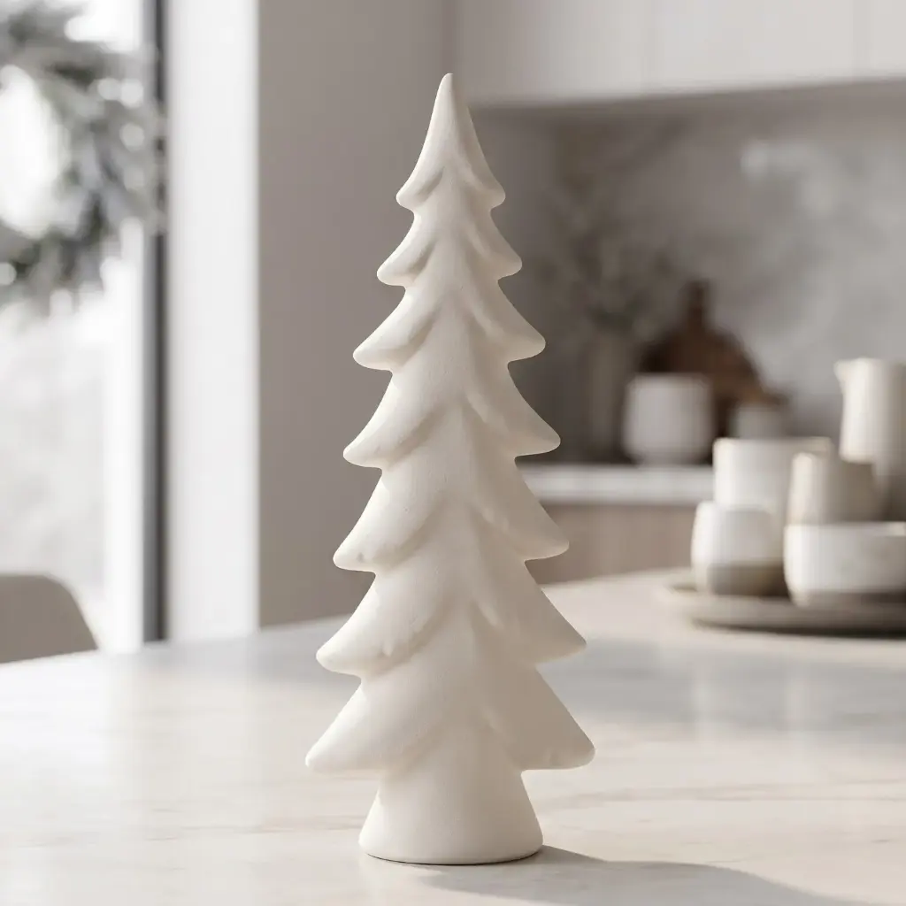 360 HOME CHRISTMAS CERAMIC CHRISTMAS TREE FIGURINE IN A SOFT MATTE IVORY FINISH 10*5*27CM BOX OF 24