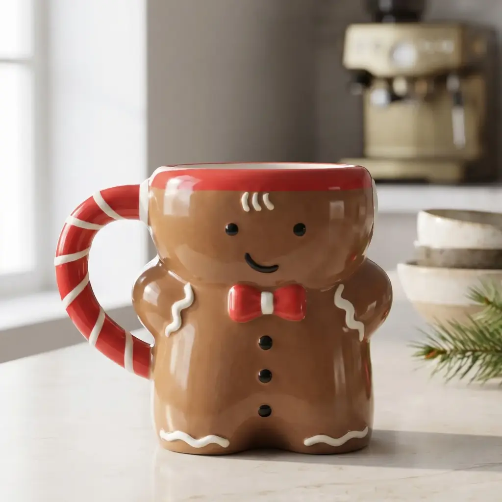 360 HOME CHRISTMAS CERAMIC MUG GINGERBREAD MAN SHAPED  8*11CM BOX OF 36