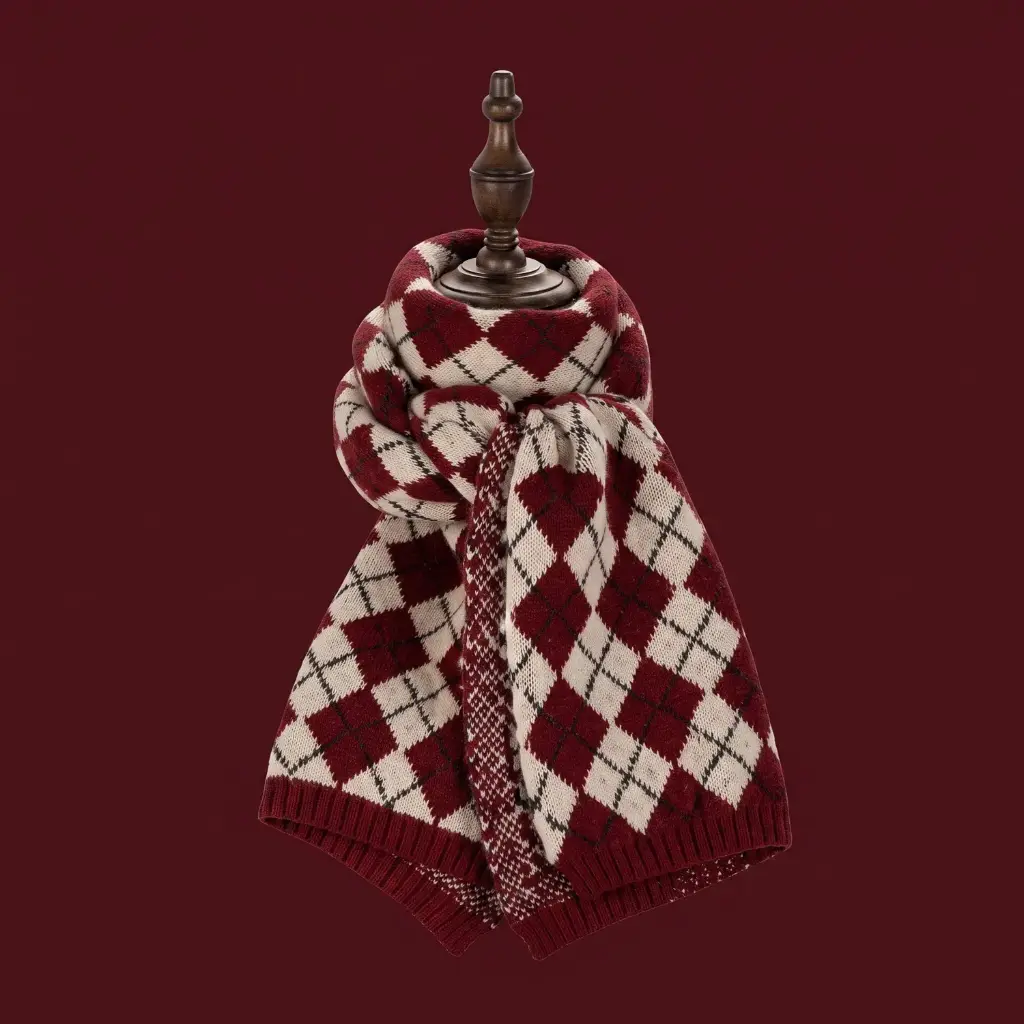 360 COTTON CHRISTMAS SCARF DIAMOND SCARF-RED REGULAR LENGTH