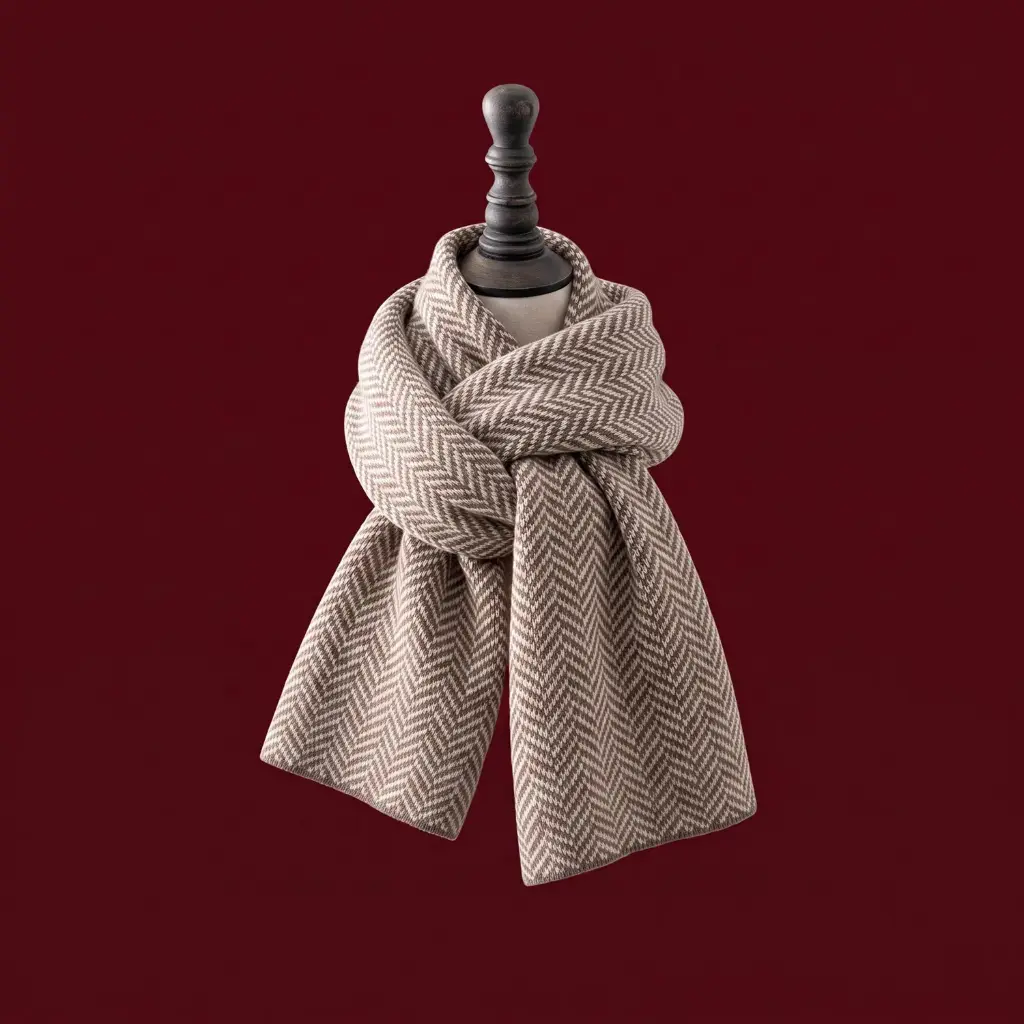 360 COTTON CHRISTMAS SCARF HERRINGBONE SCARF KAKI REGULAR LENGTH
