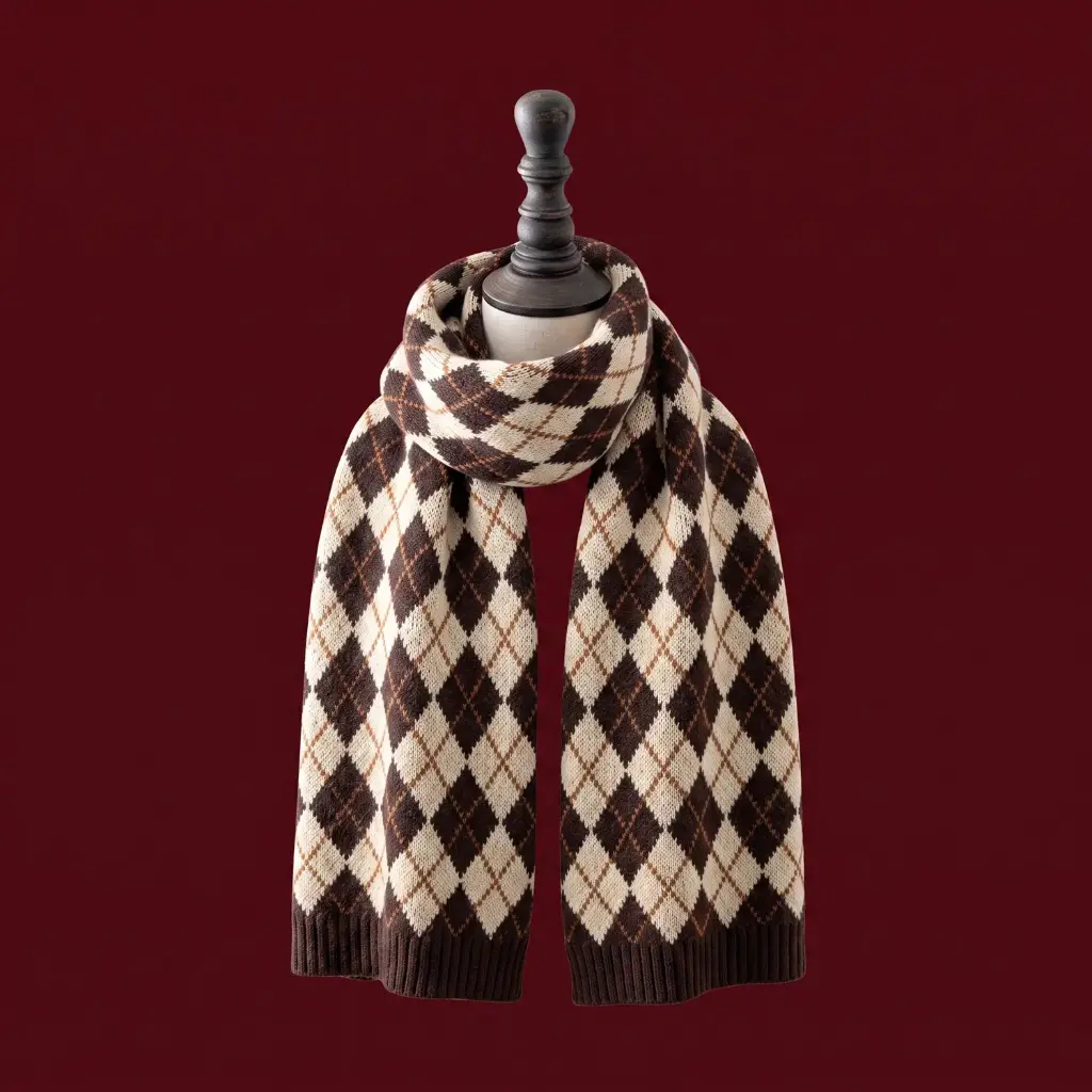 360 COTTON CHRISTMAS SCARF DIAMOND SCARF COFFEE REGULAR LENGTH