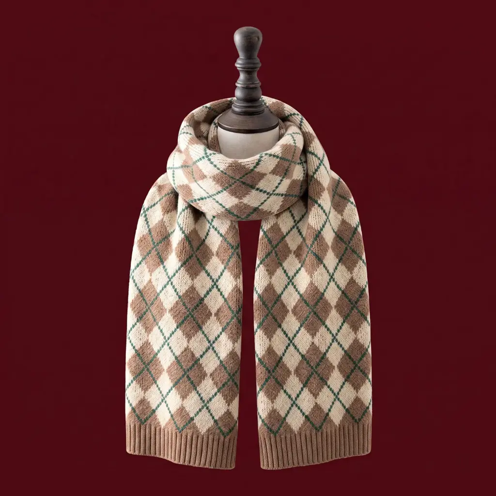 360 COTTON CHRISTMAS SCARF DIAMOND SCARF KAKI REGULAR LENGTH