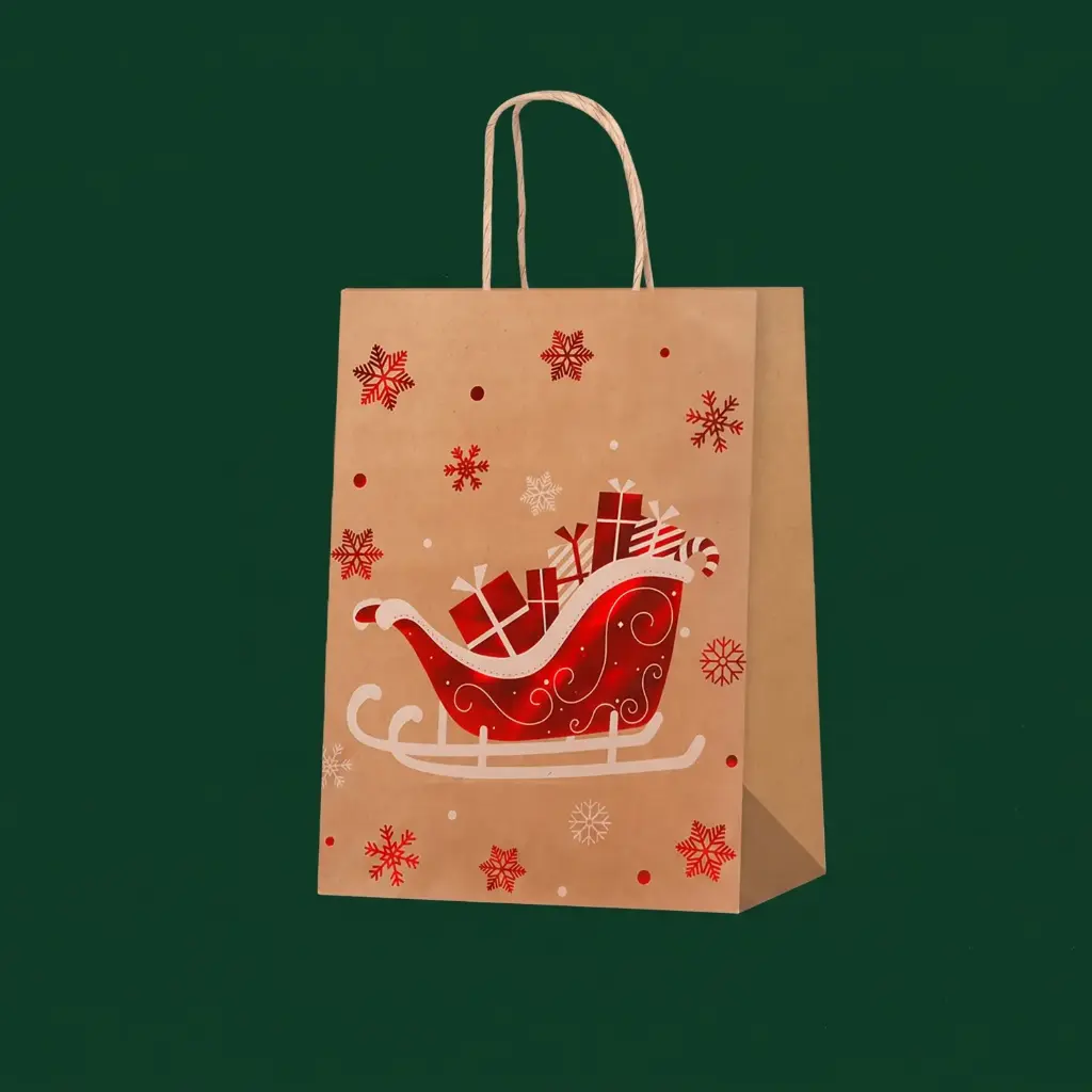 360 HOME CHRISTMAS GIFT PAPER BAG GILDED SLED 