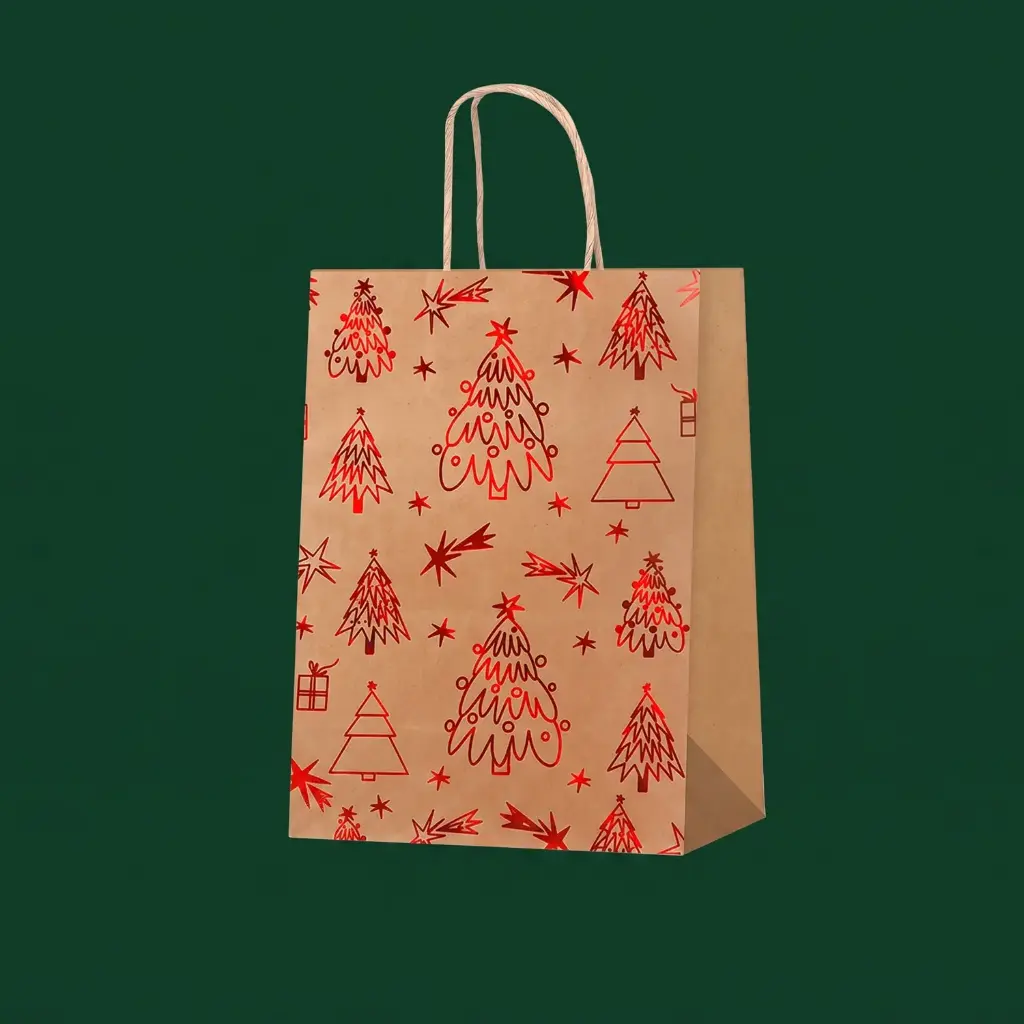 360 HOME CHRISTMAS GIFT PAPER BAG GILDED CHRISTMAS PINE TREE 