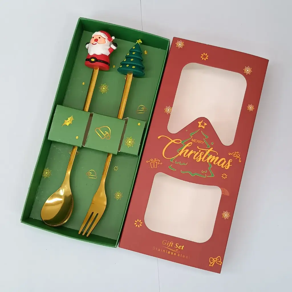 360 HOME CHRISTMAS CUTLERY SET MACHINE THROW OLD MAN ROUND TREE (2PCS) 