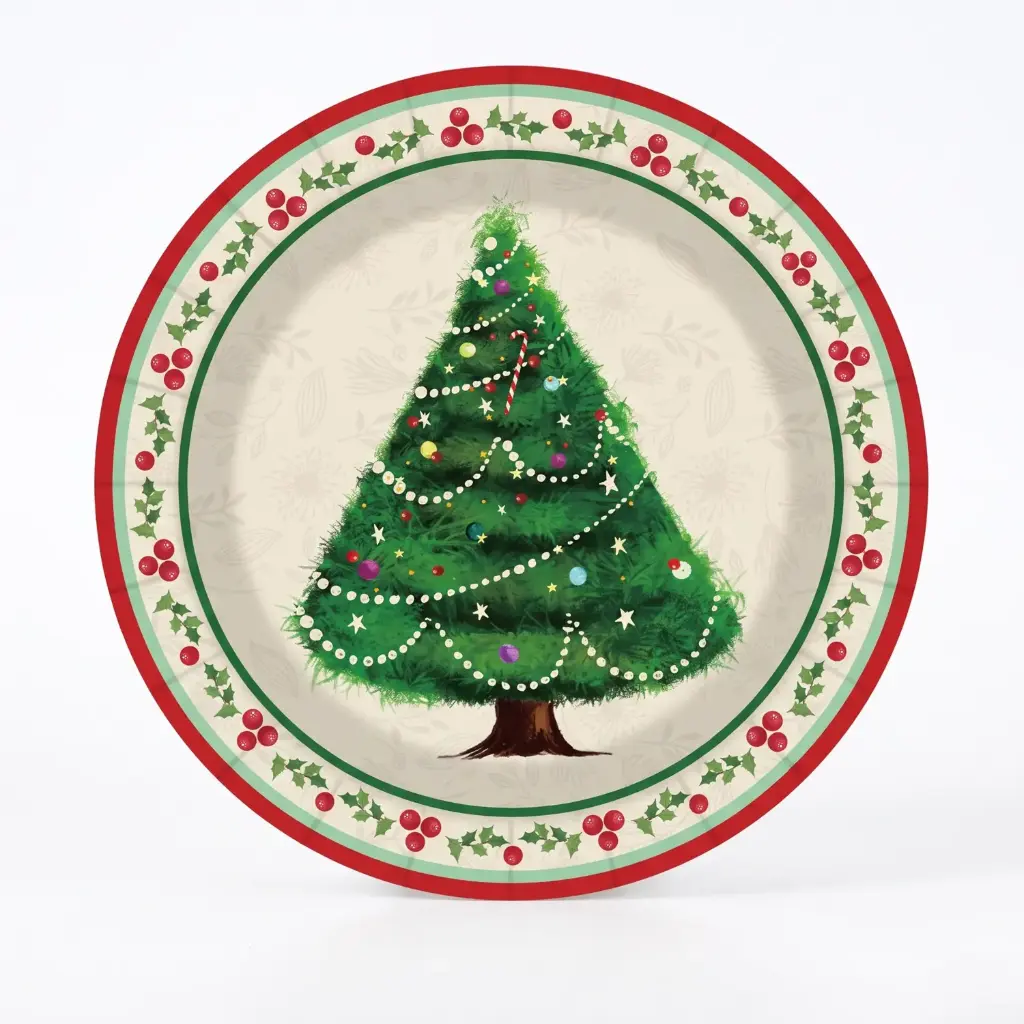 360 HOME CHRISTMAS CARTON PLATES PLATE B9" 10PCS 