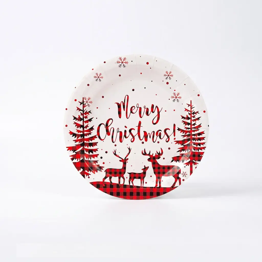 360 HOME CHRISTMAS CARTON PLATES PLATE 7" 10PCS 