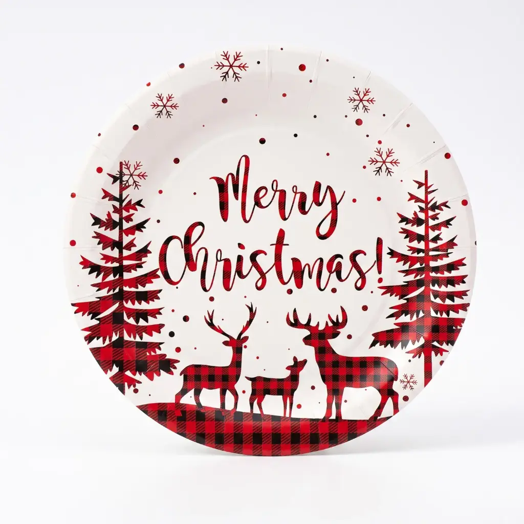 360 HOME CHRISTMAS CARTON PLATES PLATE 9" 10PCS 
