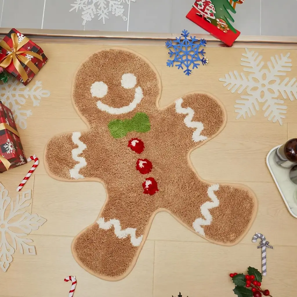 360 HOME CHRISTMAS DECORATIVE SHAPE RUG GINGERBREAD MAN 65*75cm