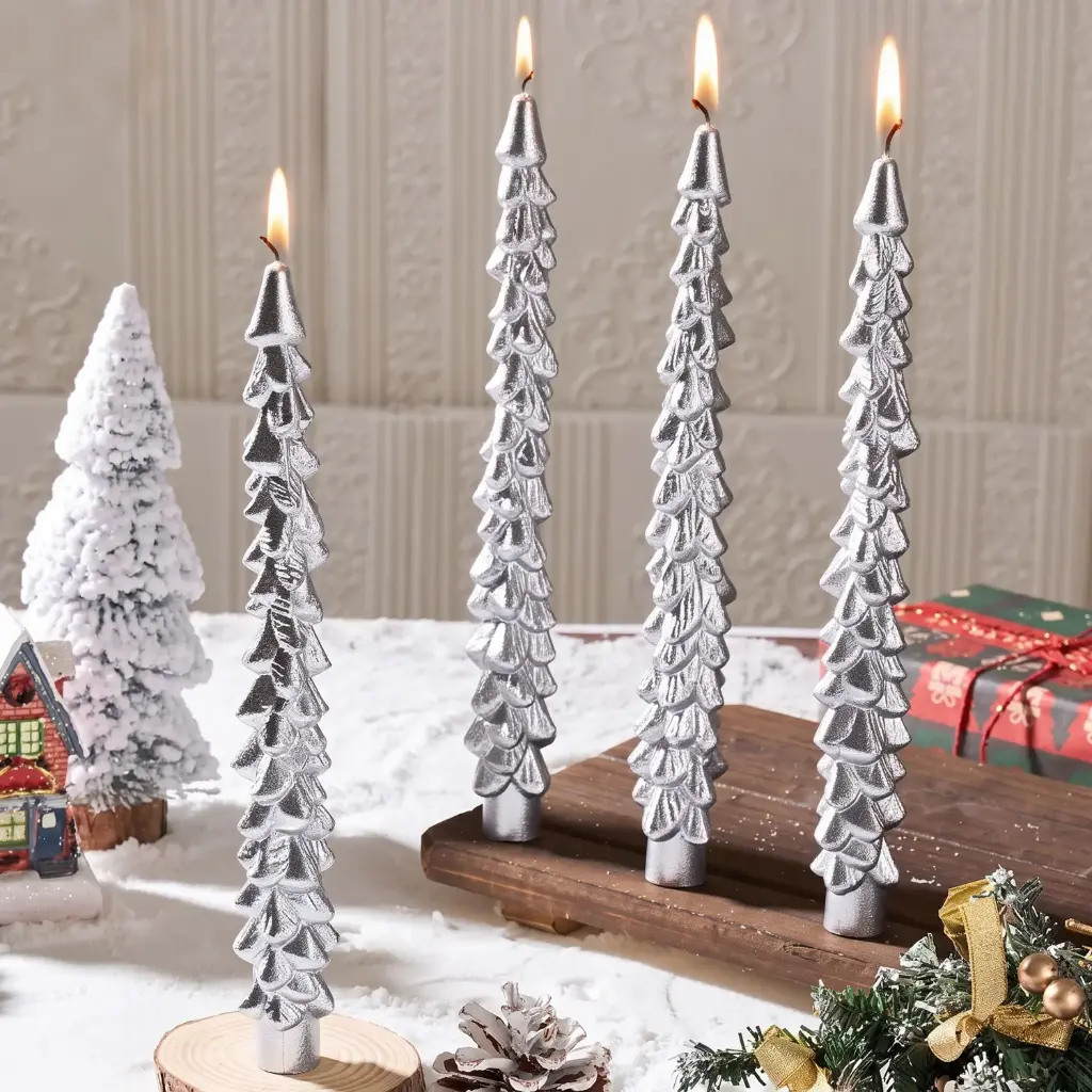 360 HOME CHRISTMAS DESIGNED CANDLE PACK OF 1 
1 BOX Electroplated Silver