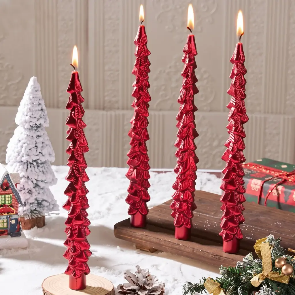 360 HOME CHRISTMAS DESIGNED CANDLE PACK OF 1 
1 BOX Electroplated Red