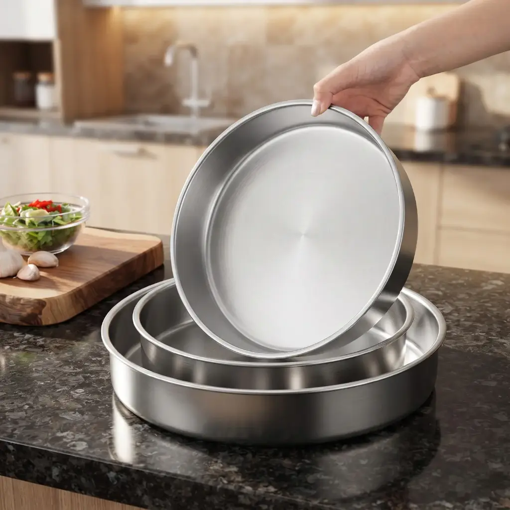 360 HOME MY KITCHEN TRAY STAINLESS STEEL SET OF 3 28/32/36CM