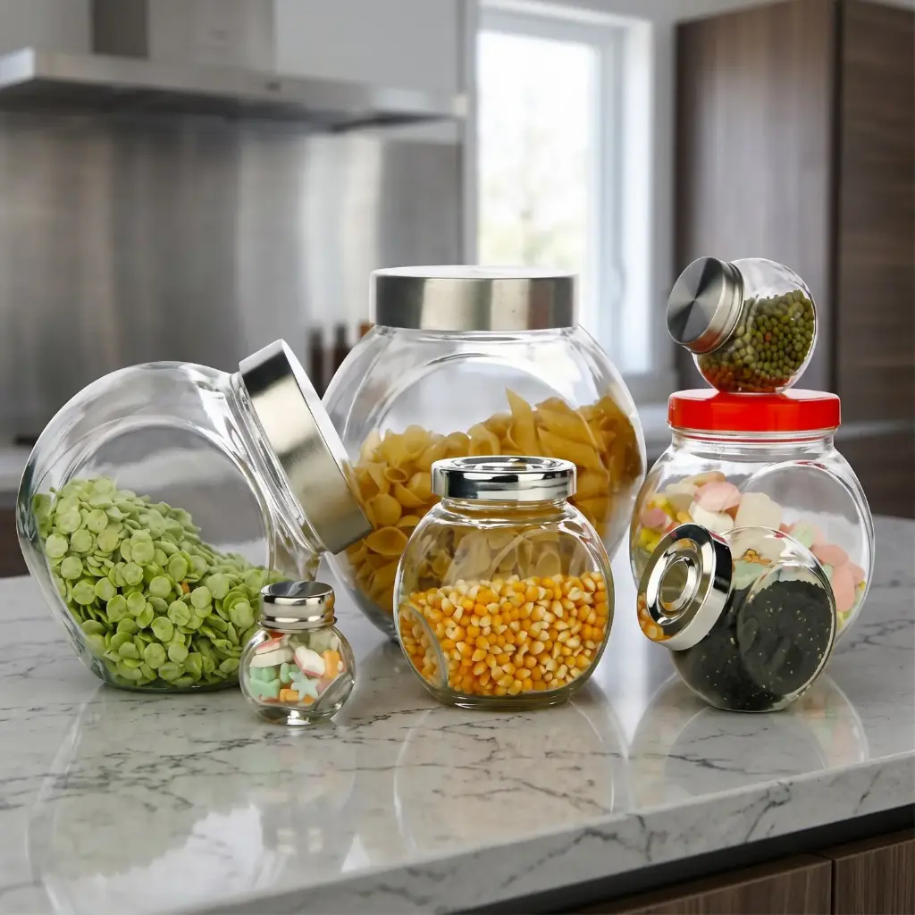 360 HOME glass storage jars/canisters with various lid styles 4500ML