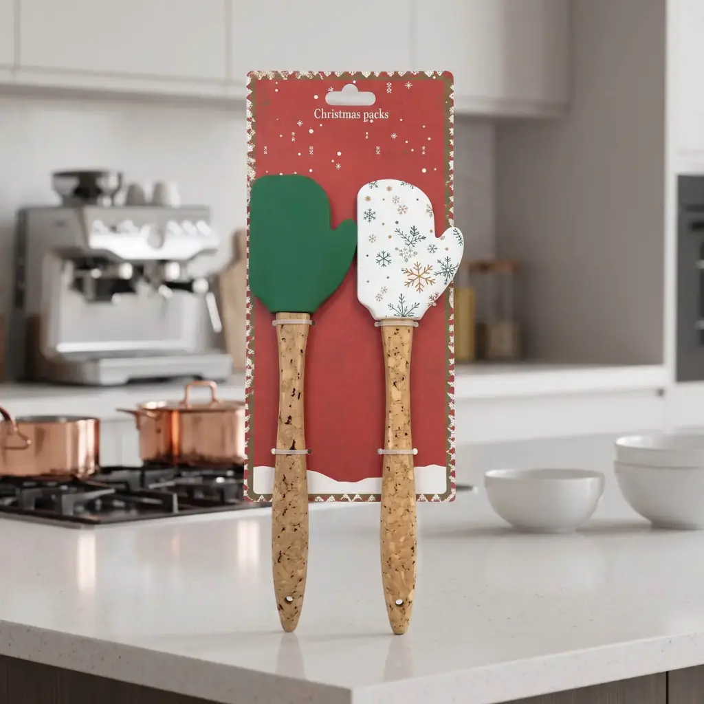 360 HOME silicone spatula and silicone spoon with festive holiday prints