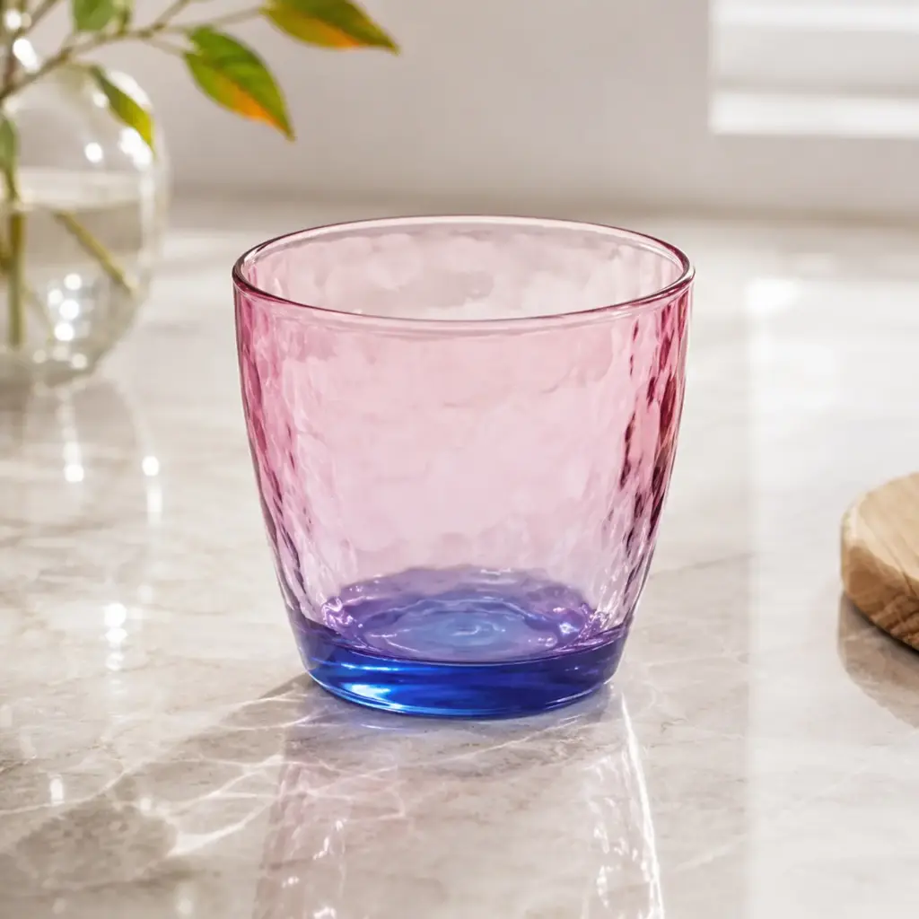 360 HOME GLASS THUMBLER POLYCARBONATE PINK AND BLUE TONES THICK-WALLED 330ML