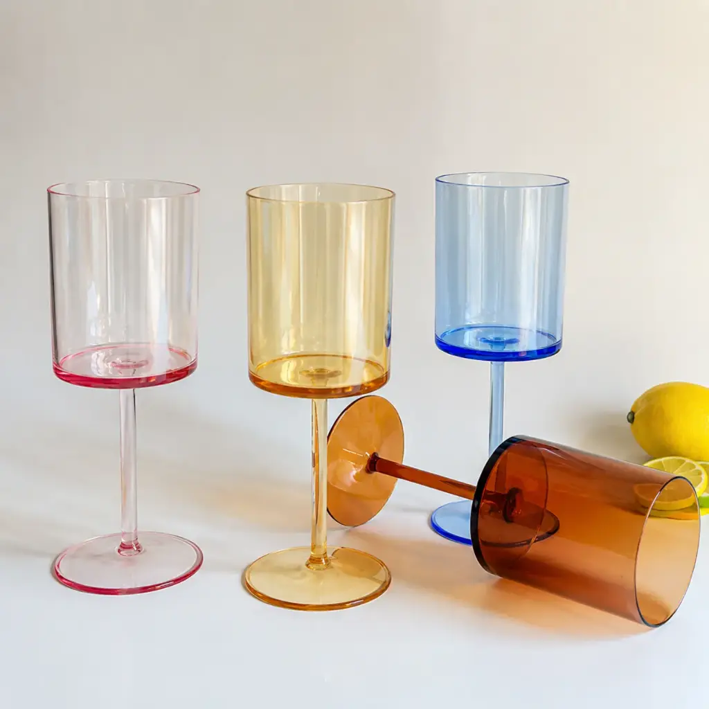 360 HOME WINE GOBELET MODERN COLORED GLASS STURDY ROUND BASE SMOOTH CYLINDRICAL BOWL 7.1X19.5CM