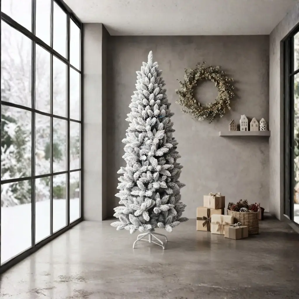 360 HOME CHRISTMAS PENCIL TREE 150cm SNOW COVERED PVC BRANCHES