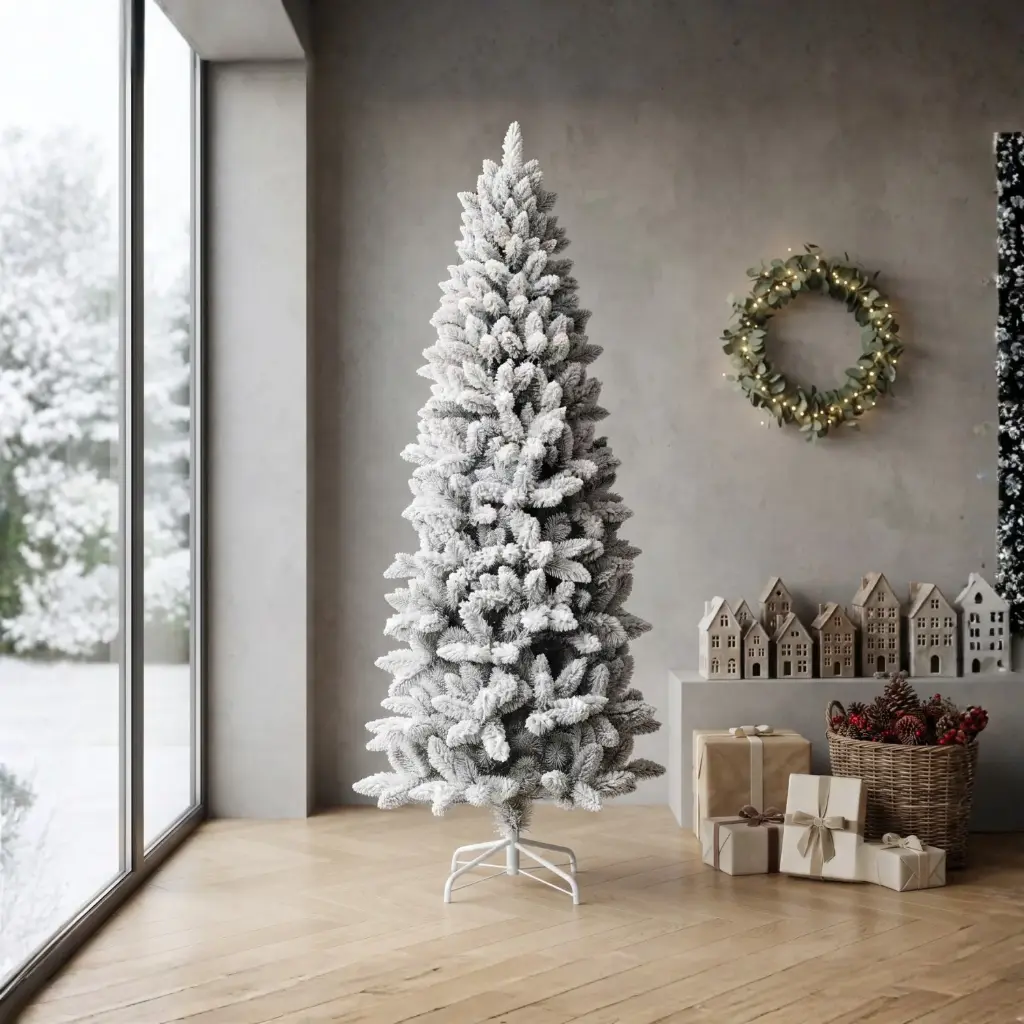 360 HOME CHRISTMAS PENCIL TREE 180cm SNOW COVERED PVC BRANCHES