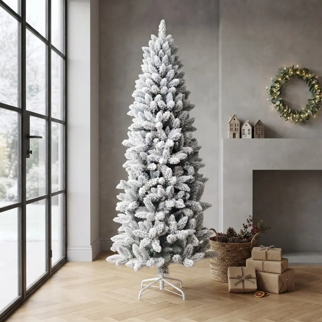 360 HOME CHRISTMAS PENCIL TREE 210cm SNOW COVERED PVC BRANCHES