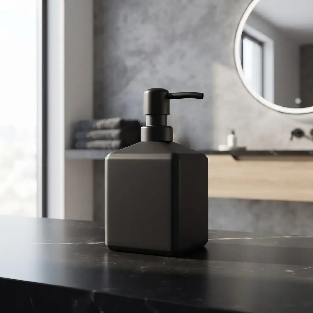 360 HOME LOTION BOTTLE BLACK MATTE MONOCHROMATIC FINISH SQUARE BODY ROUNDED EDGES:10.1x6.1x11，370ML