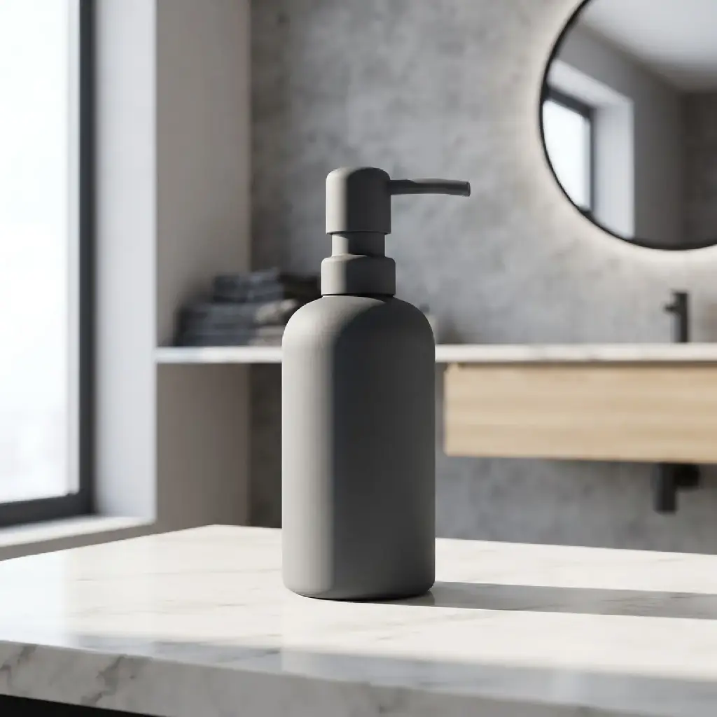 360 HOME LOTION BOTTLE CHARCOAL MATTE ROUNDED CYLINDRICAL TAPERED SHOULDER 310ml Dia6.8x12/17.6cm 