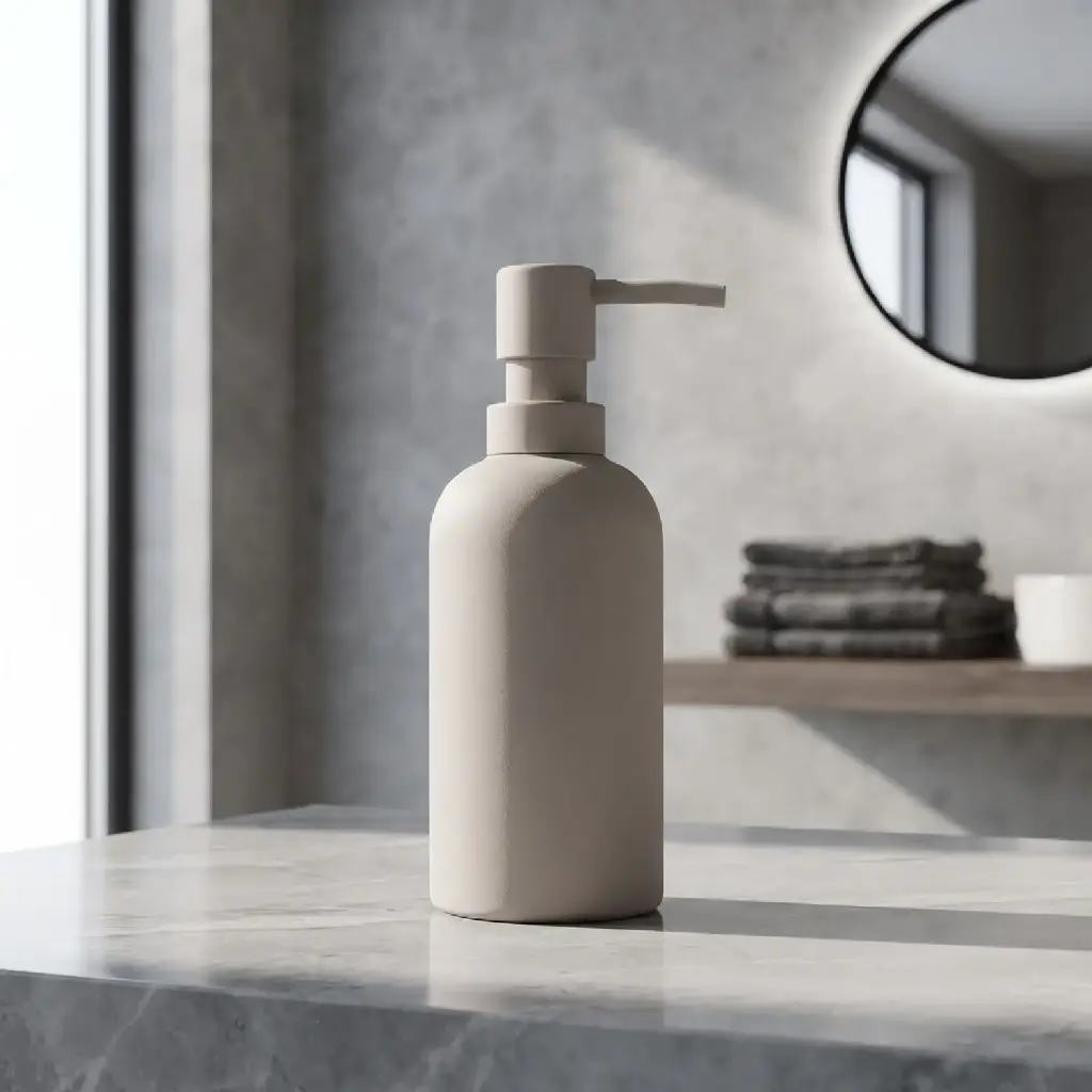360 HOME LOTION BOTTLE CERAMIC BEIGE MATTE ROUNDED CYLINDRICALT/310ML DIA6.8*12/17.6