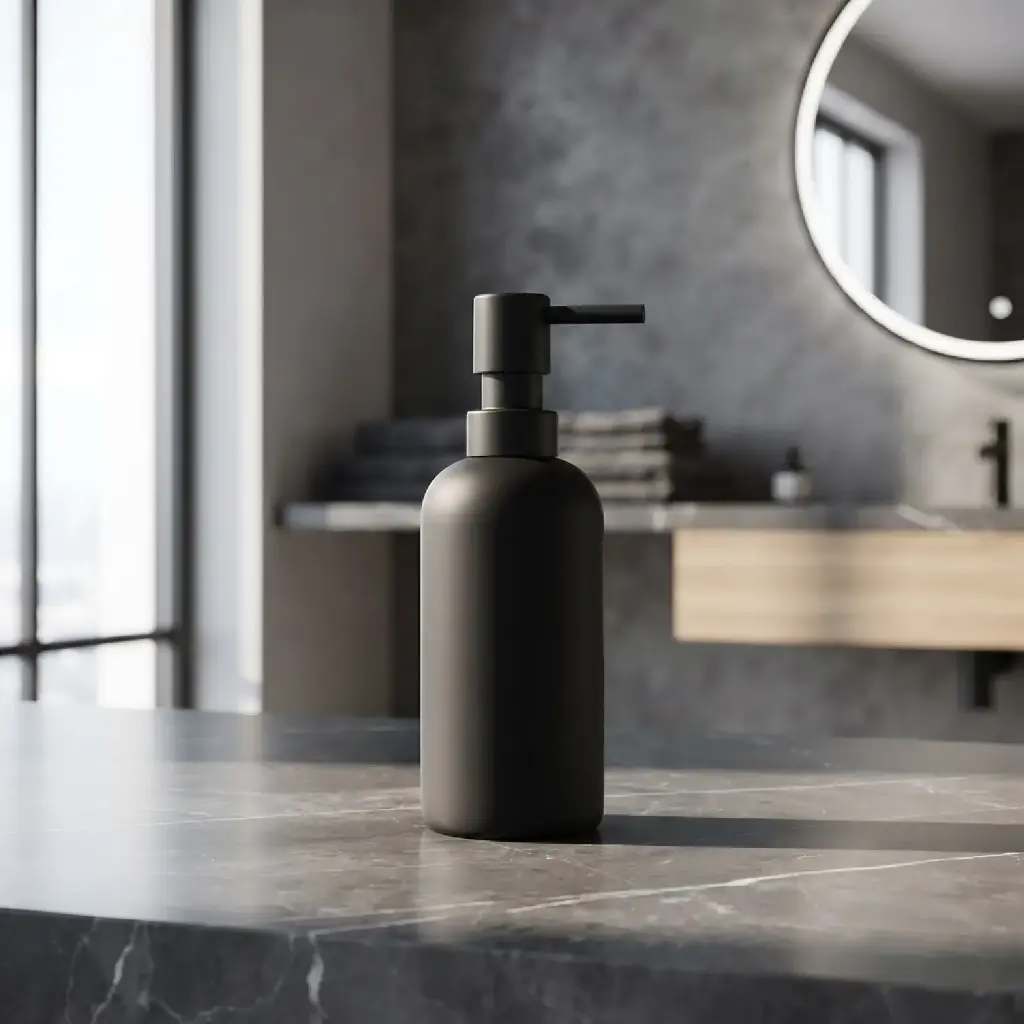 360 HOME LOTION BOTTLE CERAMIC BLACK MATTE ROUNDED CYLINDRICALT/310ML DIA6.8*12/17.6