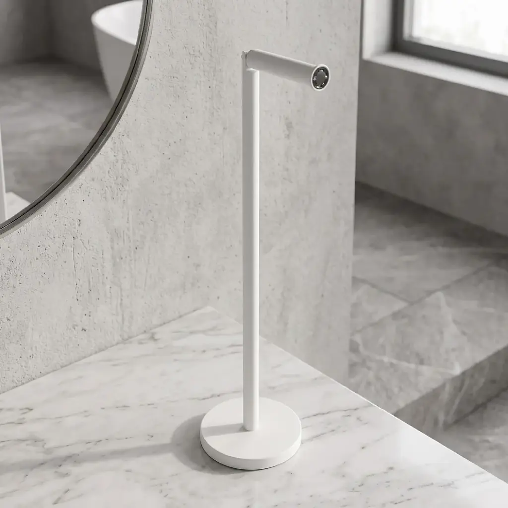 360 HOME FLOOR STANDING STANDING TOILET PAPER 16.7*55.8cm,201 STAINLESS STEEL PIPE+IRON BASE WHITE