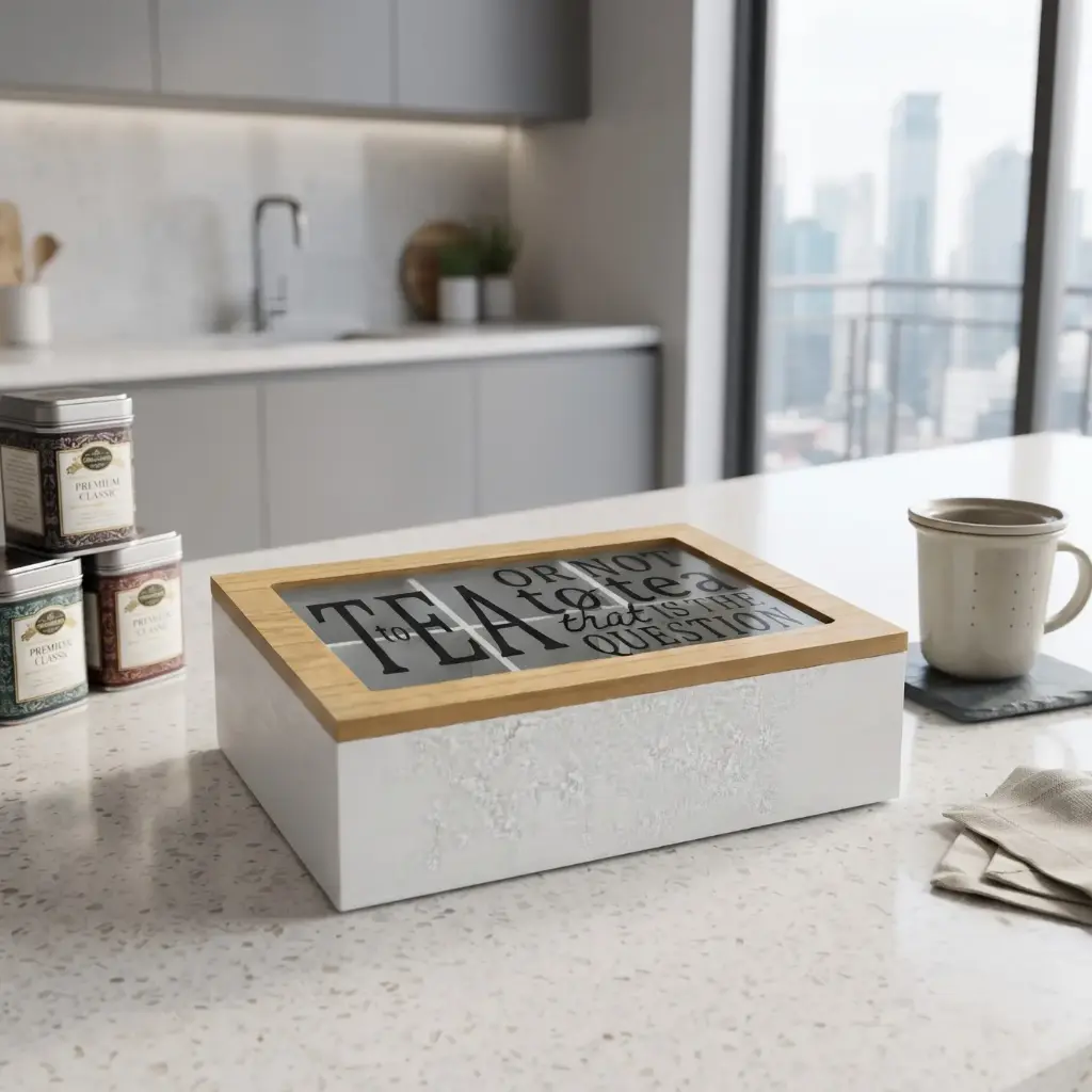 360 HOME MY HOME TEA BOX MDF+GLASS 
24*16*7 Single bubble bag, four inner boxes (brown inner box