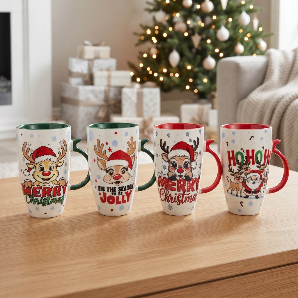 360 HOME CHRISTMAS MUG CERAMIC COLORFUL HANDLES 640ML 36PCS/BOX