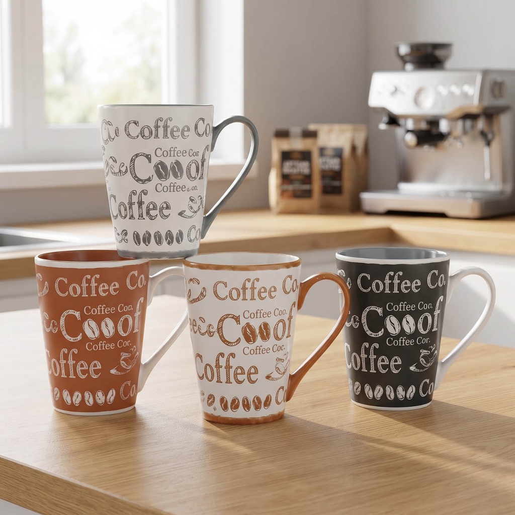 360 HOME COFFEE MUG CERAMIC MODERN COFFEE-THEMED TYPOGRAPHIC DESIGN 410ML 48PCS/BOX