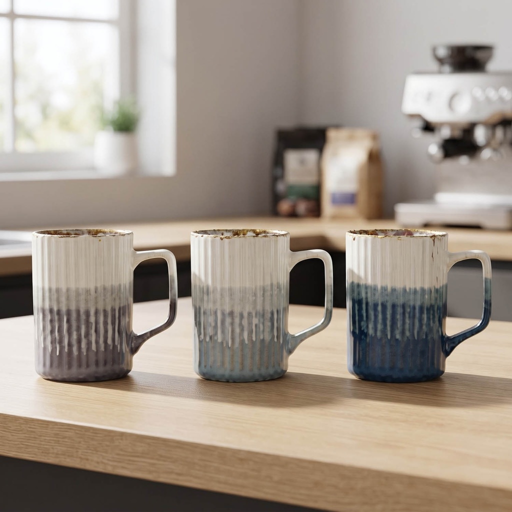 360 HOME MUG CERAMIC REACTIVE GLAZE RIBBED TEXTURE GRADIENT COLOR 480ML 48PCS/BOX