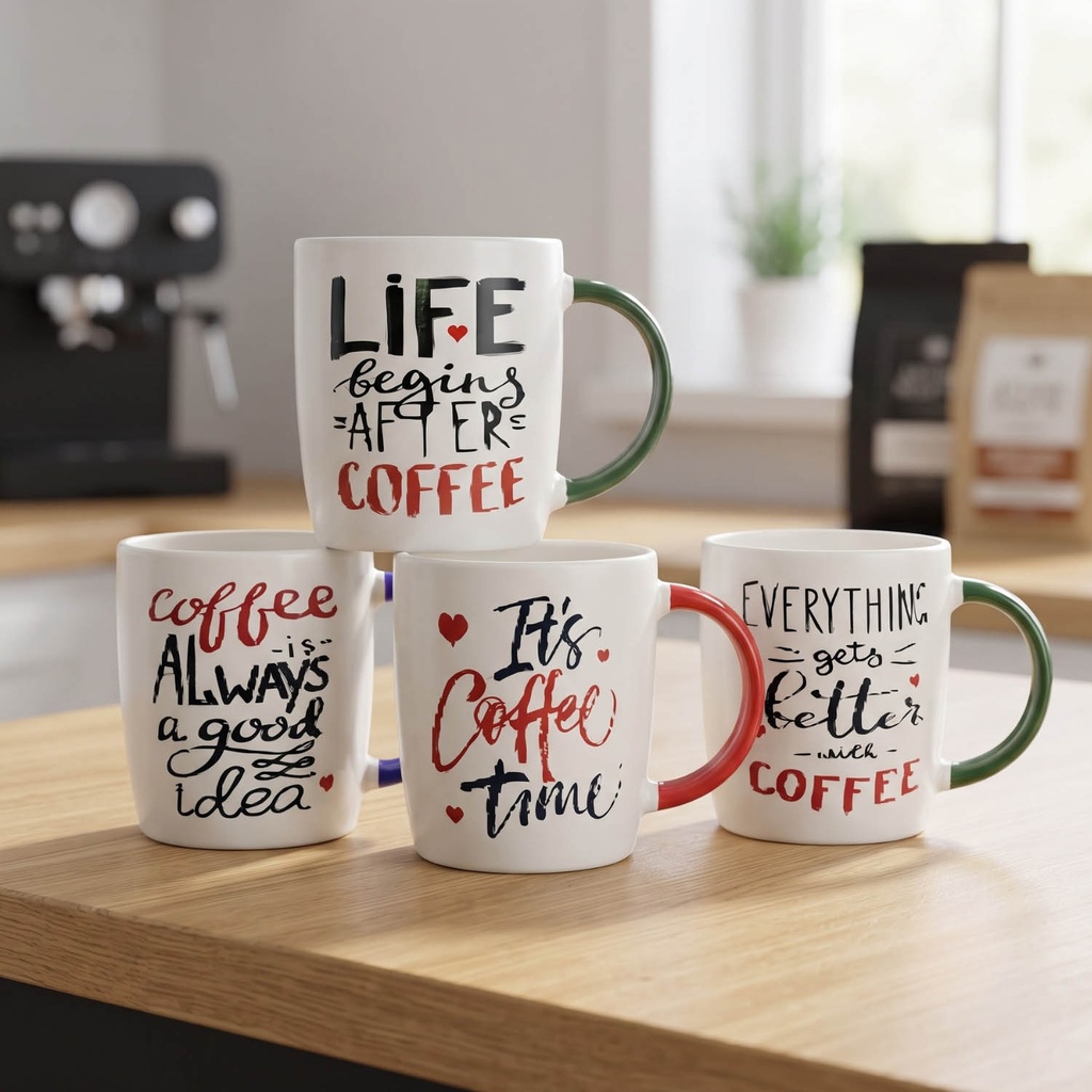 360 HOME MUG CERAMIC INSPIRATIONAL QUOTES 350ML 72PCS/BOX