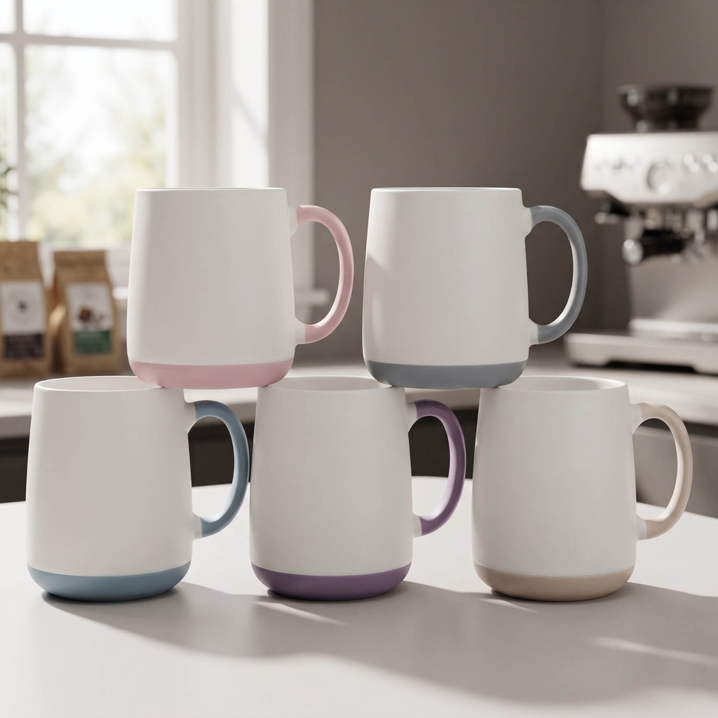 360 HOME MUG CERAMIC TWO-TONE MATTE FINISH WHITE&PASTEL COLOR HANDLE 430ML 48PCS/BOX