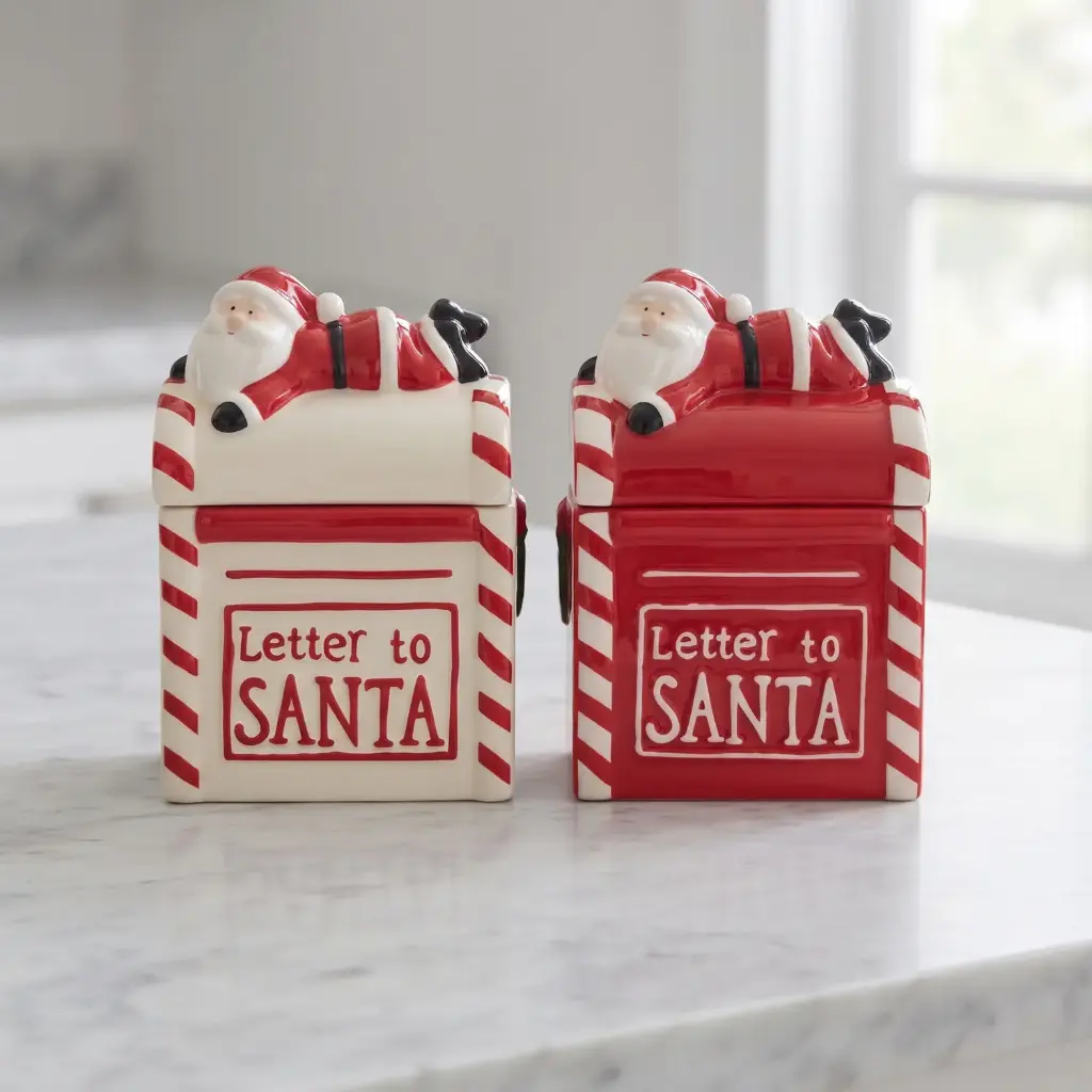 360 HOME MY HOME CHRISTMAS CERAMIC MAILBOX SHAPED COOKIE JAR "LETTER TO SANTA" 24PCS/BOX 12*11*17